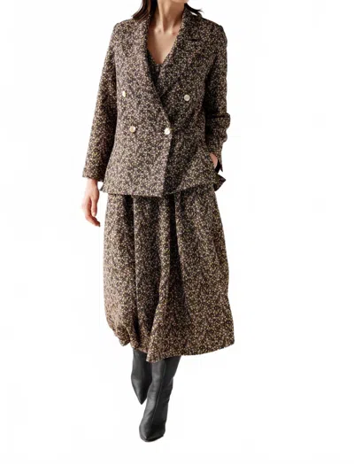 Rosevelvet Charlie Jacket In Ditzy Floral Brocade In Brown