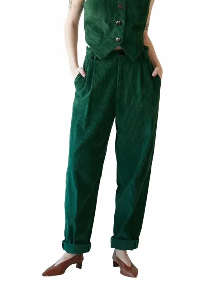 Rosevelvet Charlize Corduroy Pant In Pine Corduroy In Green