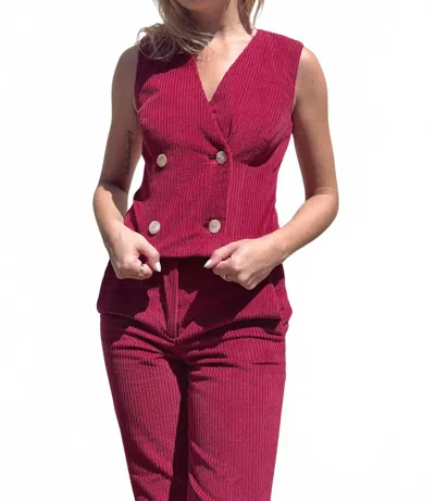 Rosevelvet Cody Vest In Dusted Rose In Burgundy