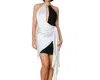 Rosevelvet Color Block Midi Dress In Black/white In White