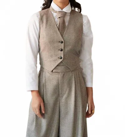 Rosevelvet Diane Vest In Chai Plaid In Brown