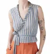 Rosevelvet Elizabeth Sleeveless Top In Blue Stripe In Blue