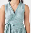 Rosevelvet Elizabeth Sleeveless Top In Green Stripe In Blue