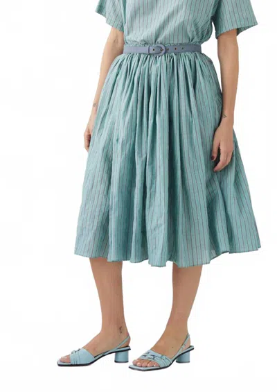 Rosevelvet Erica Midi Skirt In Green Stripe