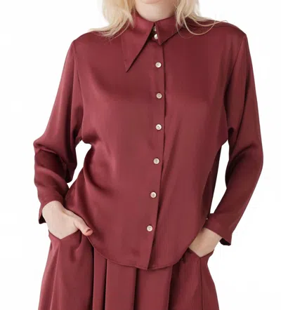 Rosevelvet Jojo Japanese Charmeuse Blouse In Wine In Pink