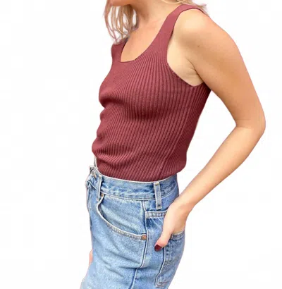 Rosevelvet Kate Pima Cotton Rib Tank Top In Burgundy In Brown
