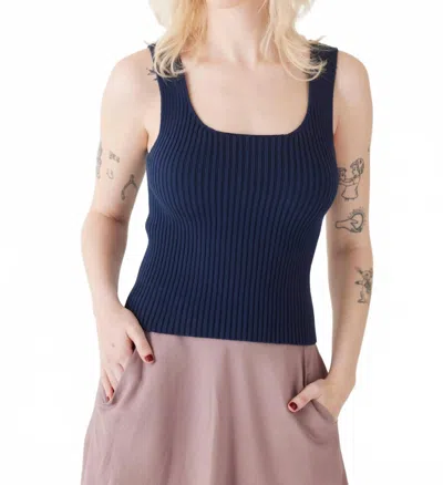 Rosevelvet Kate Pima Cotton Rib Tank Top In Navy In Blue