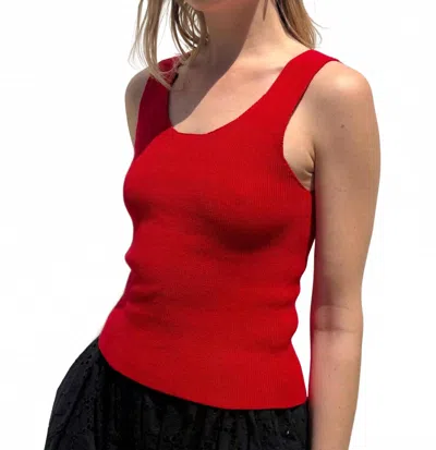 Rosevelvet Katie Pima Cotton Tank Top In Fire In Red