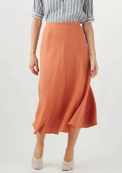Rosevelvet Linen Midi Skirt In Carnelian In Multi