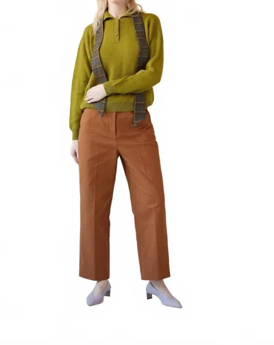 Rosevelvet Piper Cotton Twill Ankle Pants In Nutmeg In Brown