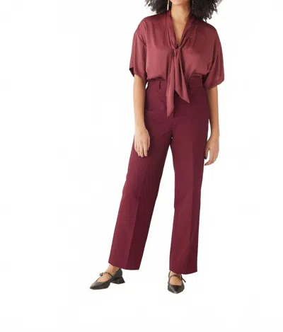 Rosevelvet Piper Cotton Twill Full Length Pants In Wine In Pink