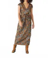 Rosevelvet Rita Midi Dress In Bronze Brocade In Brown
