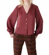 Rosevelvet Rose Japanese Charmeuse Blouse In Wine In Red