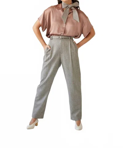 Rosevelvet Sophia Pant In Chai Plaid In Gray