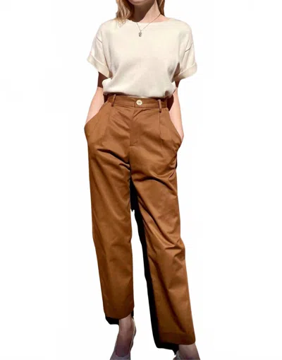 Rosevelvet Sophia Pant In Cigar In Brown