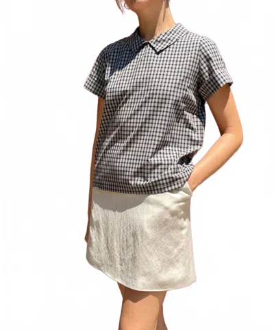 Rosevelvet Wendy Cotton Blouse In Black Plaid In Gray