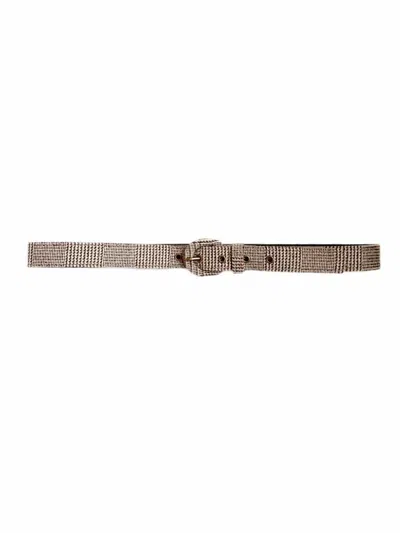 Rosevelvet Women's Wool Suiting Fabrics Belts In Chai Plaid In Brown