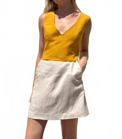 Rosevelvet Zhenya Linen Skirt In Oyster In White
