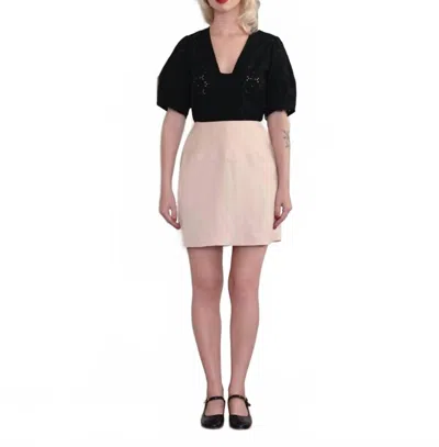 Rosevelvet Zhenya Linen Skirt In Shell In Brown