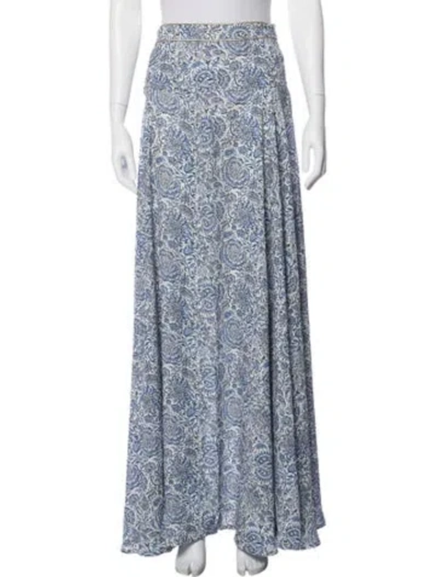 Pre-owned Rosewater House Floral Print Long Skirt In Blue