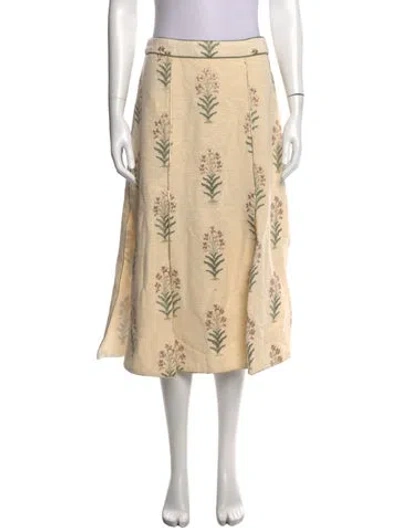 Pre-owned Rosewater House Floral Print Midi Length Skirt In Neutral