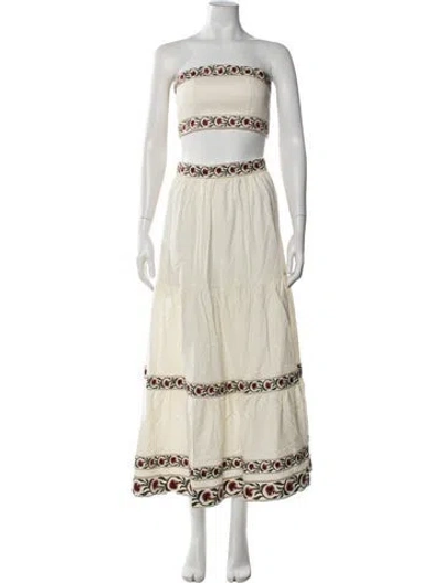 Pre-owned Rosewater House Linen Floral Print Skirt Set In Neutrals