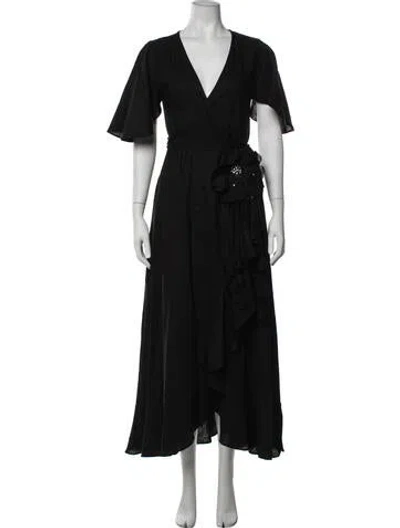 Pre-owned Rosewater House Linen Long Dress W/ Tags In Black