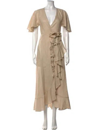 Pre-owned Rosewater House Linen Long Dress W/ Tags In Neutrals