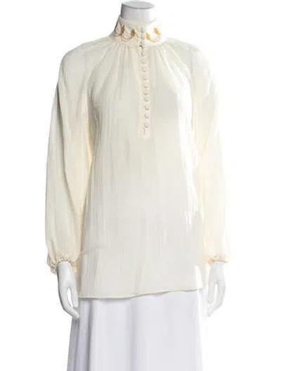 Pre-owned Rosewater House Long Sleeve Blouse In Neutral