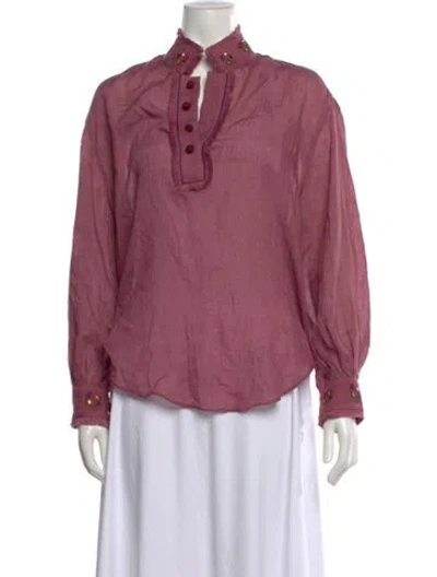 Pre-owned Rosewater House Long Sleeve Blouse In Purple
