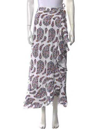 Pre-owned Rosewater House Paisley Print Long Skirt W/ Tags In White