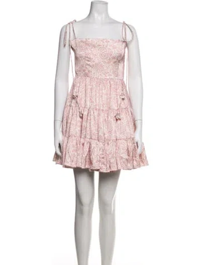 Pre-owned Rosewater House Paisley Print Mini Dress W/ Tags In Pink