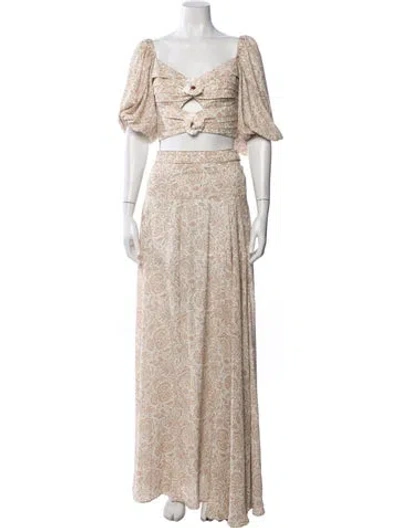 Pre-owned Rosewater House Paisley Print Skirt Set W/ Tags In Neutrals