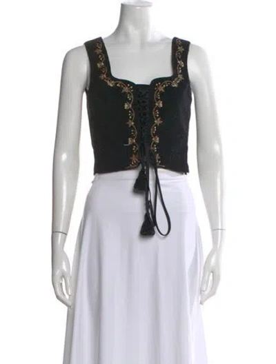 Pre-owned Rosewater House Patterned Square Neckline Crop Top In Neutral