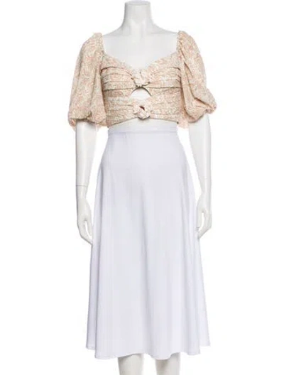 Pre-owned Rosewater House Printed V-neck Crop Top W/ Tags In Neutral