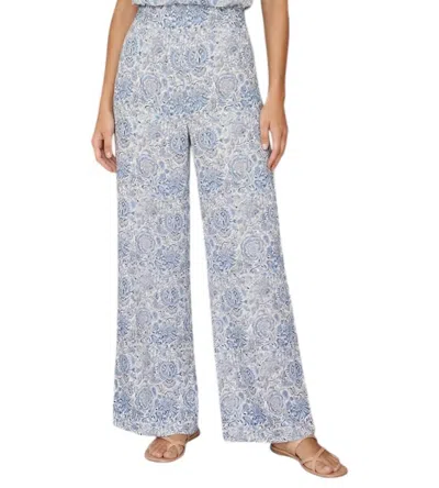 Rosewater House Raha High Waisted Wide Leg Silk Pants In Blue