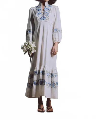 Rosewater House Saba Maxi Dress In Off White / Blue In Multi