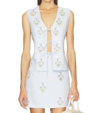 Rosewater House Sarv Embroidered Vest In Blue/white