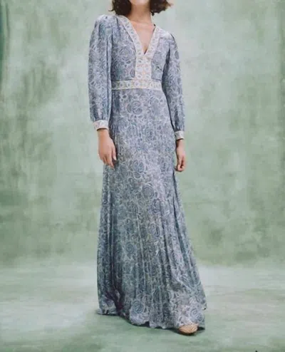 Rosewater House Tooba Floral Maxi Dress In Blue