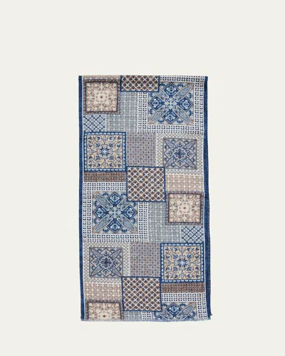 Rosi Collection Men's Double-face Silk Scarf In Navy