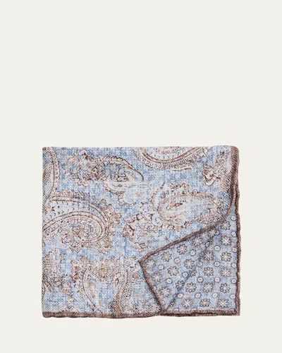 Rosi Collection Men's Linen And Silk Paisley Pocket Square