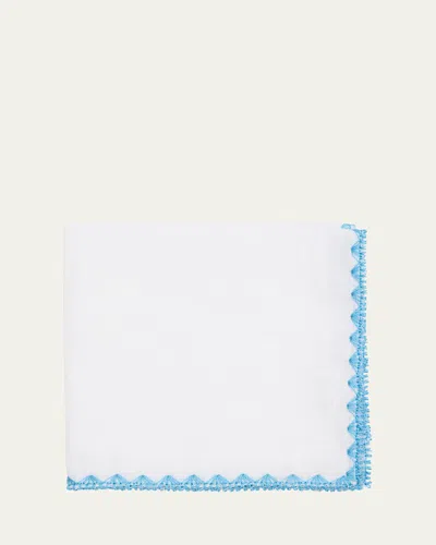 Rosi Collection Men's Linen Embroidered-trim Pocket Square