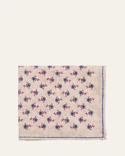 Rosi Collection Men's Linen Floral Pocket Square
