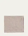 Rosi Collection Men's Linen Stripe-trim Pocket Square