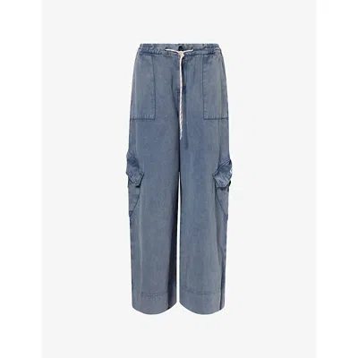 Rosie Antwerp Womens  Anais Wide-leg Cotton-blend Cargo Trousers In Blue