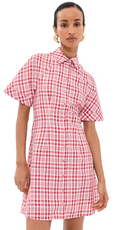 Rosie Assoulin A-line Mini Shirt Dress Red Plaid