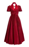 Rosie Assoulin All Tucked In Silk Midi Halter Dress In Red