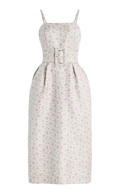 Rosie Assoulin Artichoke Belted Jacquard Dress In Orange