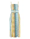 Rosie Assoulin Artichoke Striped Belted Midi Dress In Multi