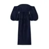 Rosie Assoulin Off-the-shoulder Taffeta Midi Dress In Navy